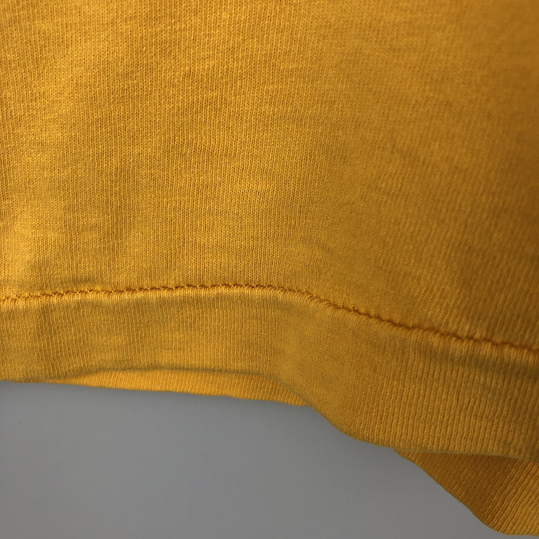 90'S Fruit of the Loom College T-shirt, Made in USA, Men's L size, Vintage cotton yellow type Vintage Second Hand