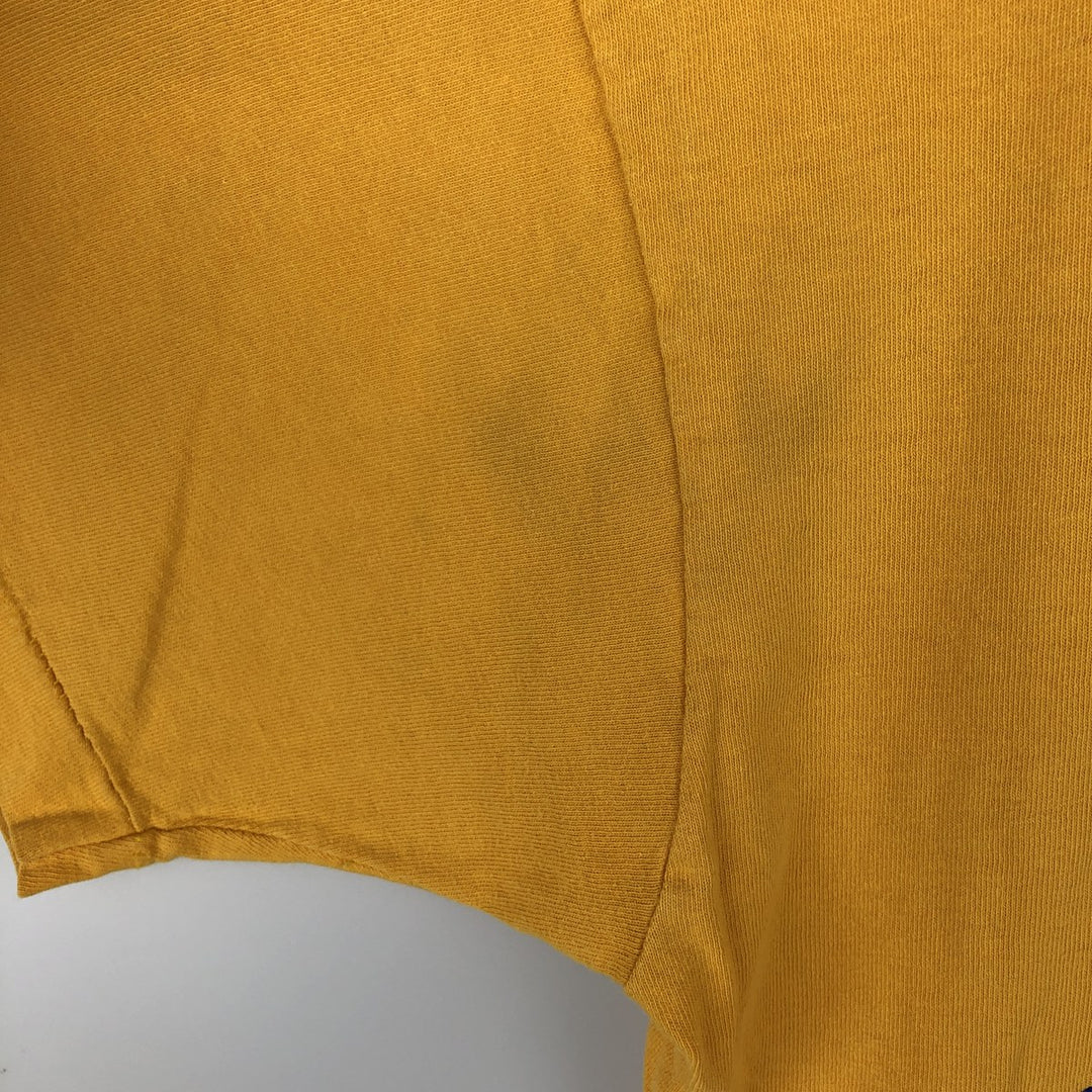 90'S Fruit of the Loom College T-shirt, Made in USA, Men's L size, Vintage cotton yellow type Vintage Second Hand