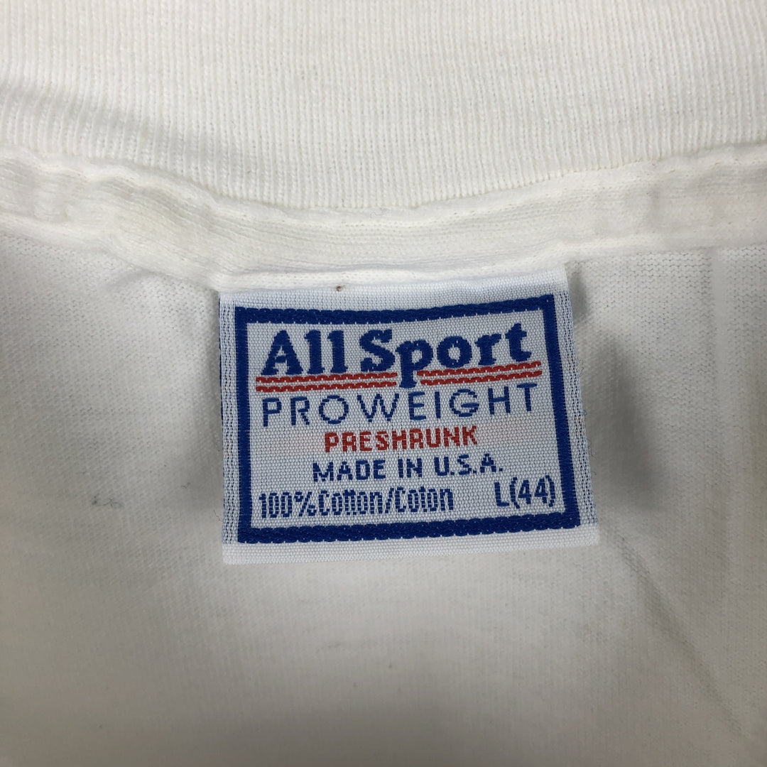 90'S ALL Sport PROWEIGHT College T-shirt, Made in USA, Men's Size L (approx.), Vintage cotton white type Vintage Second Hand