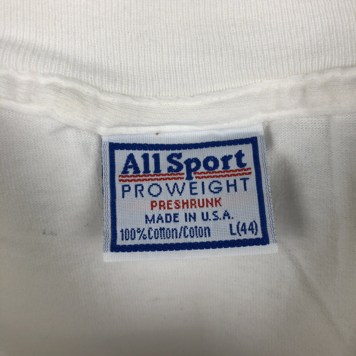 90'S ALL Sport PROWEIGHT College T-shirt, Made in USA, Men's Size L (approx.), Vintage cotton white type Vintage Second Hand
