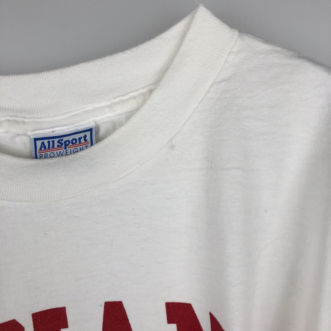 90'S ALL Sport PROWEIGHT College T-shirt, Made in USA, Men's Size L (approx.), Vintage cotton white type Vintage Second Hand