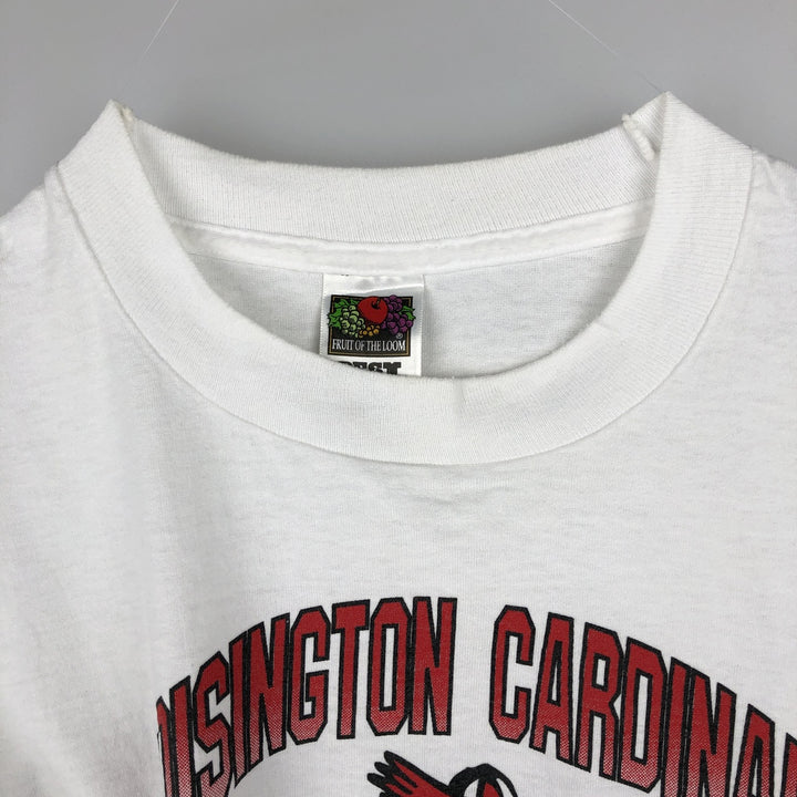 90'S Fruit of the Loom Best College T-Shirt, Men's Size L (approx.), Vintage cotton white type Vintage Second Hand