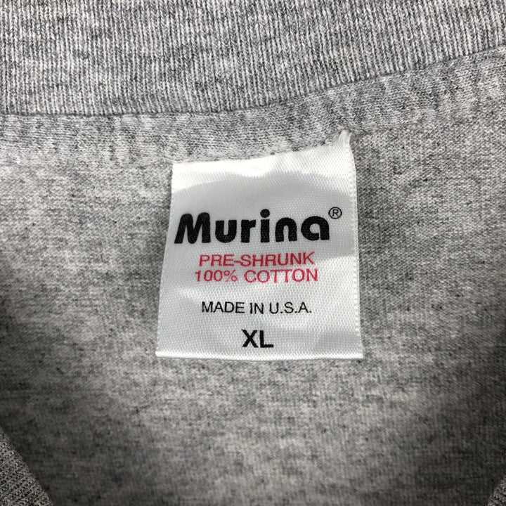 MURINA College T-shirt, Made in USA, Men's XL equivalent. cotton gray type Vintage Second Hand