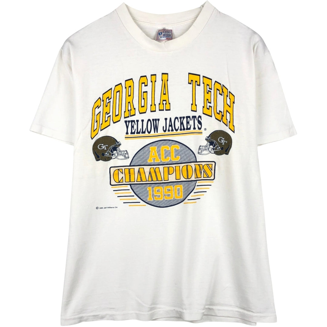 90'S Logo Motion College T-Shirt, Made in USA, Men's Size L (Equivalent), Vintage cotton white type Vintage Second Hand