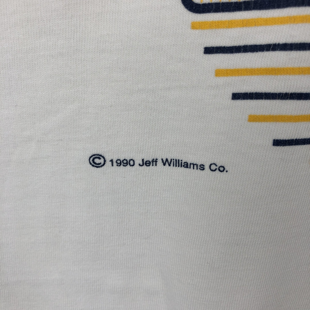 90'S Logo Motion College T-Shirt, Made in USA, Men's Size L (Equivalent), Vintage cotton white type Vintage Second Hand