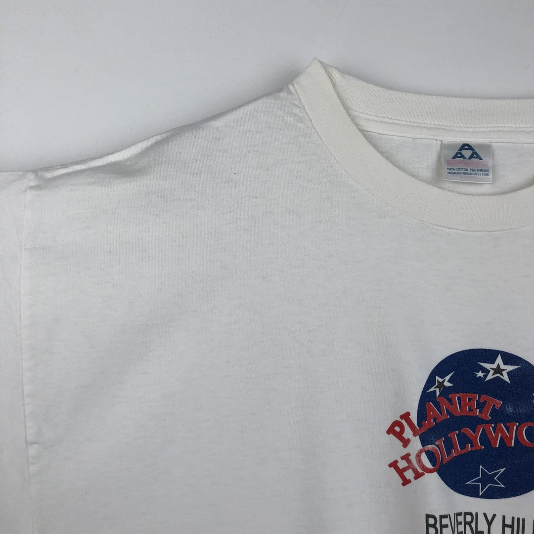 90'S Alstyle PLANET HOLLYWOOD Advertising T-shirt, Men's XL equivalent, Vintage cotton white type Vintage Second Hand