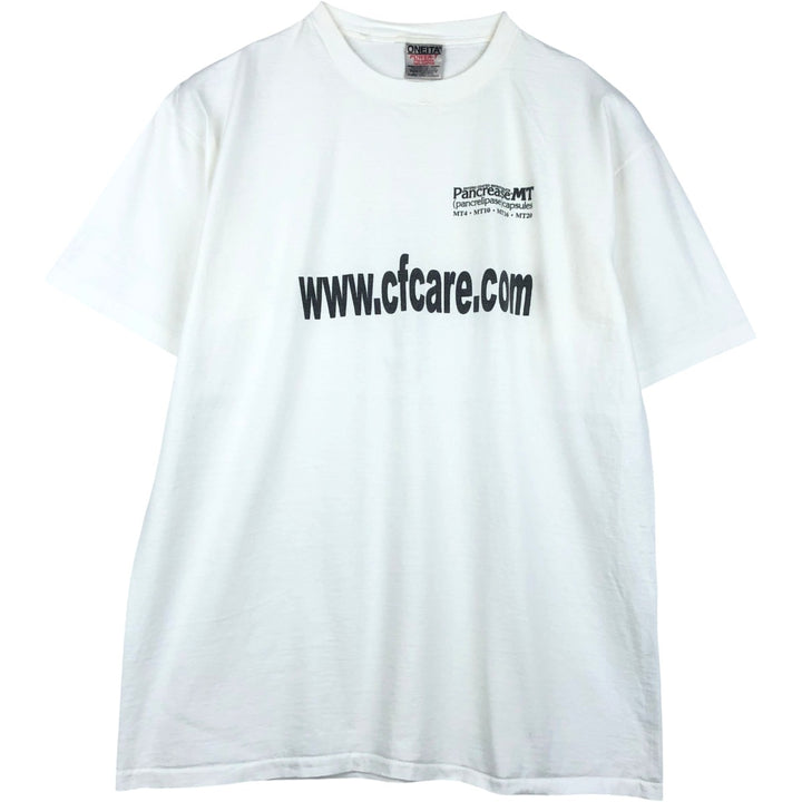 90'S ONEITA Pancreas MT Advertising T-Shirt, Men's XL equivalent, Vintage cotton white type Vintage Second Hand