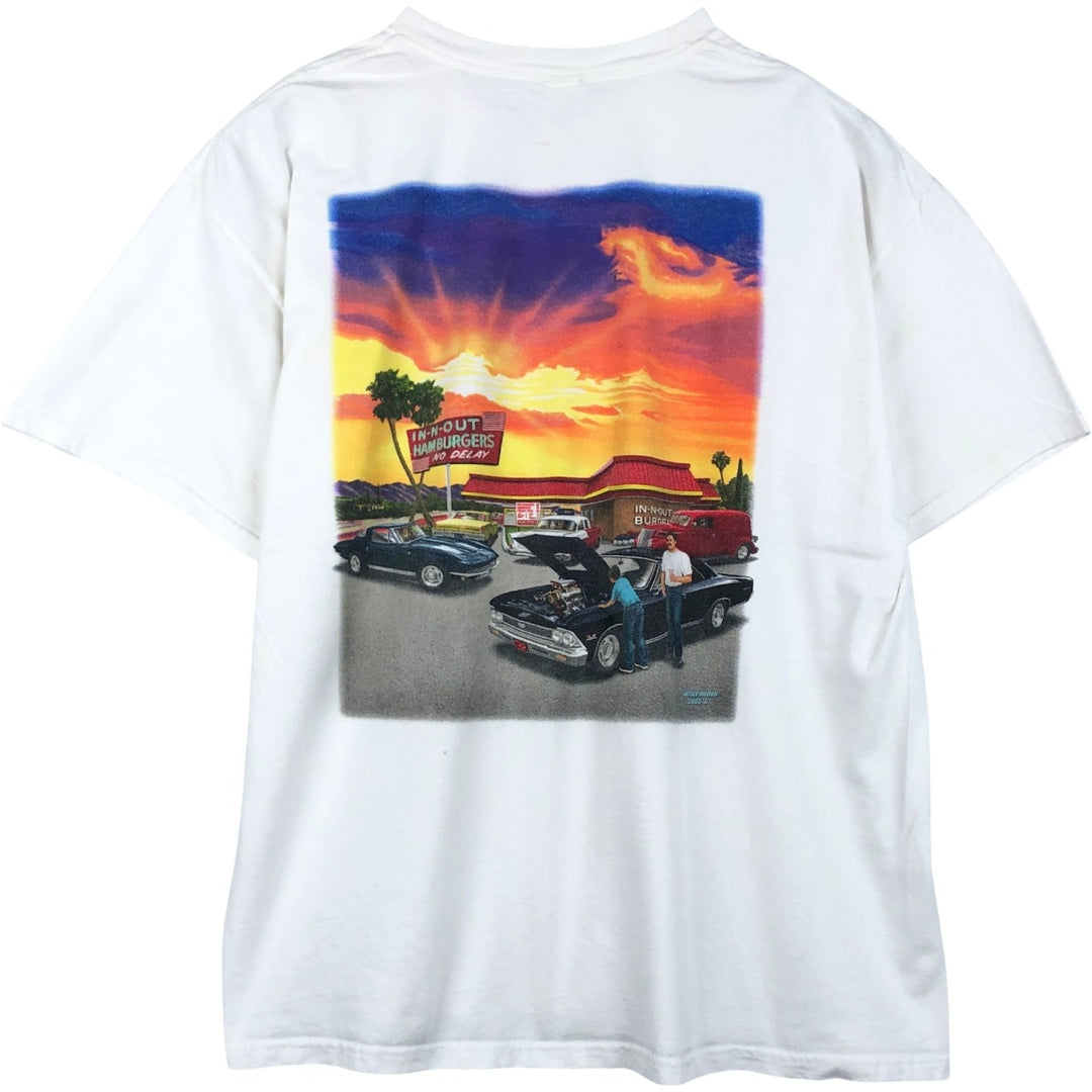 2000'S Hanes BEEFY-T IN-N-OUT BURGER advertising T-shirt, men's size XL (approx.) cotton white type Vintage Second Hand