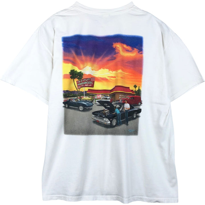 2000'S Hanes BEEFY-T IN-N-OUT BURGER advertising T-shirt, men's size XL (approx.) cotton white type Vintage Second Hand
