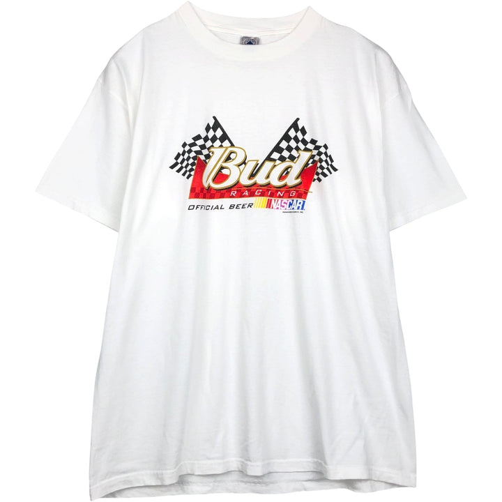 90s-00'S Delta Budweiser NASCAR advertising T-shirt, men's size XL (approx.) cotton white type Vintage Second Hand