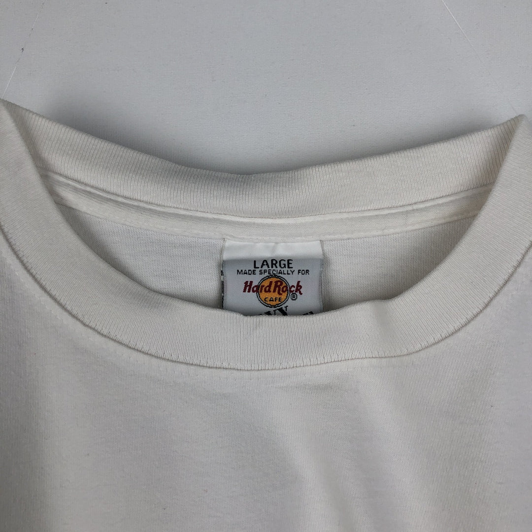 90'S HARD ROCK CAFE Hard Rock Cafe Advertising T-shirt Made in USA Men's L Vintage cotton white type Vintage Second Hand