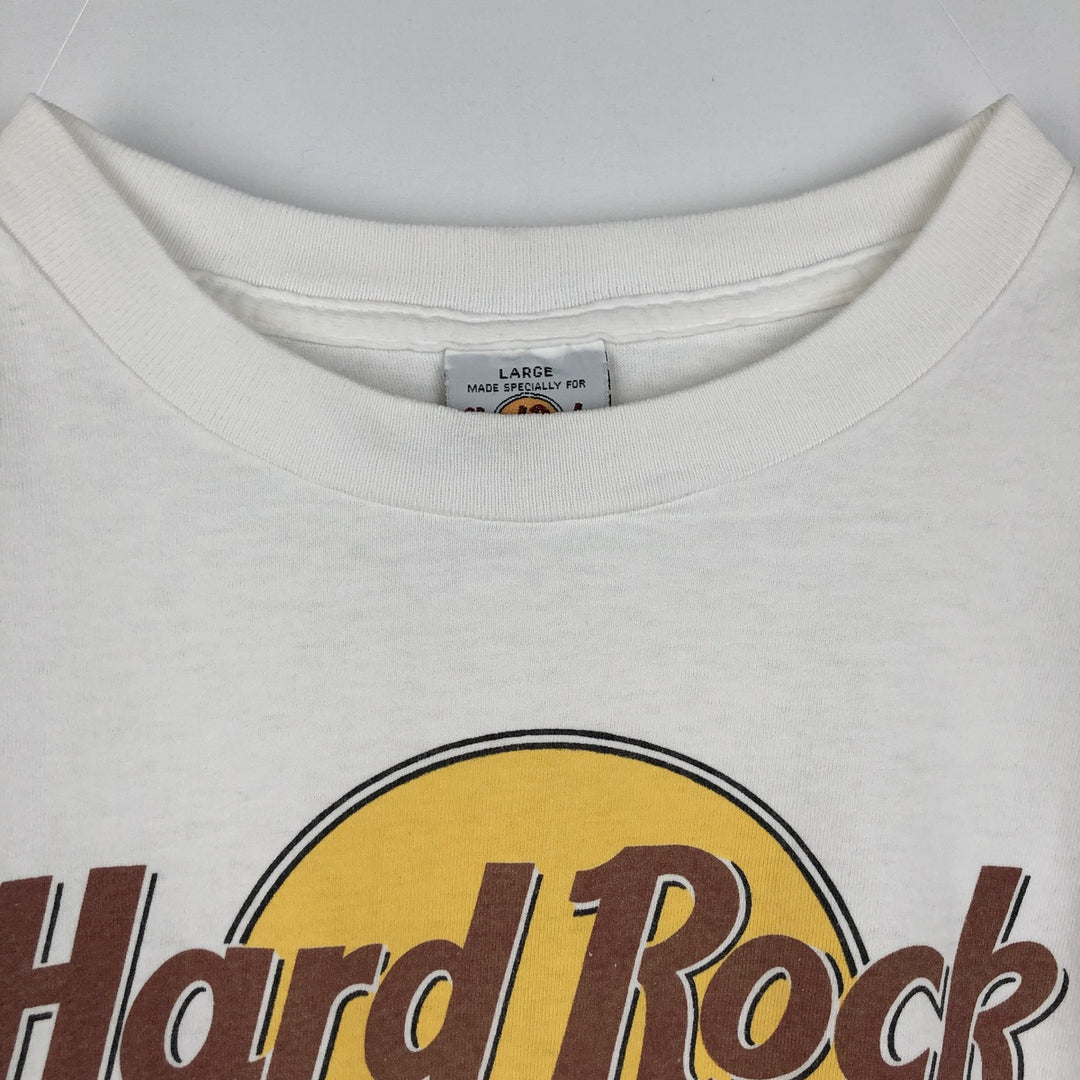 90'S HARD ROCK CAFE Hard Rock Cafe Advertising T-shirt Made in USA Men's L Vintage cotton white type Vintage Second Hand
