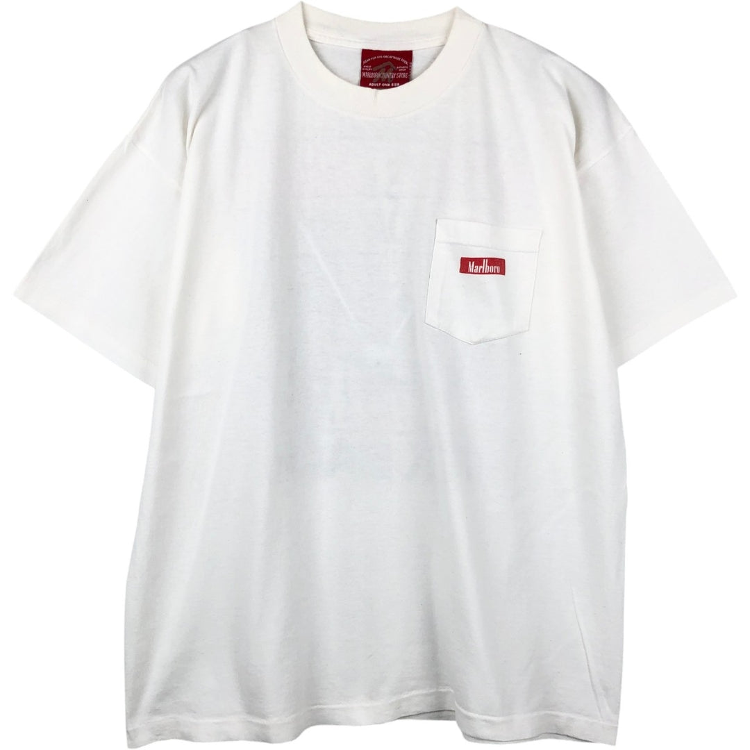 90'S MARLBORO COUNTRY STORE Marlboro Advertising T-shirt, Made in USA, Men's XL equivalent, Vintage cotton white type Vintage Second Hand