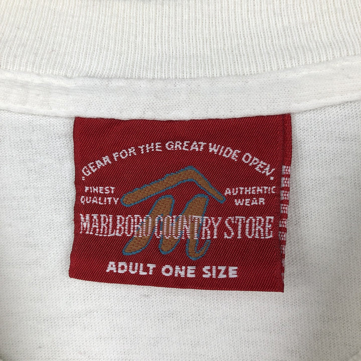 90'S MARLBORO COUNTRY STORE Marlboro Advertising T-shirt, Made in USA, Men's XL equivalent, Vintage cotton white type Vintage Second Hand