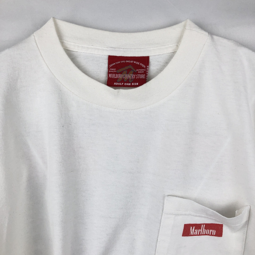 90'S MARLBORO COUNTRY STORE Marlboro Advertising T-shirt, Made in USA, Men's XL equivalent, Vintage cotton white type Vintage Second Hand