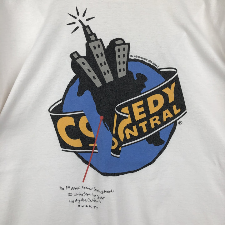 90'S Fruit of the Loom Comedy Central Advertising T-shirt, Made in USA, Men's XL equivalent. cotton white type Vintage Second Hand