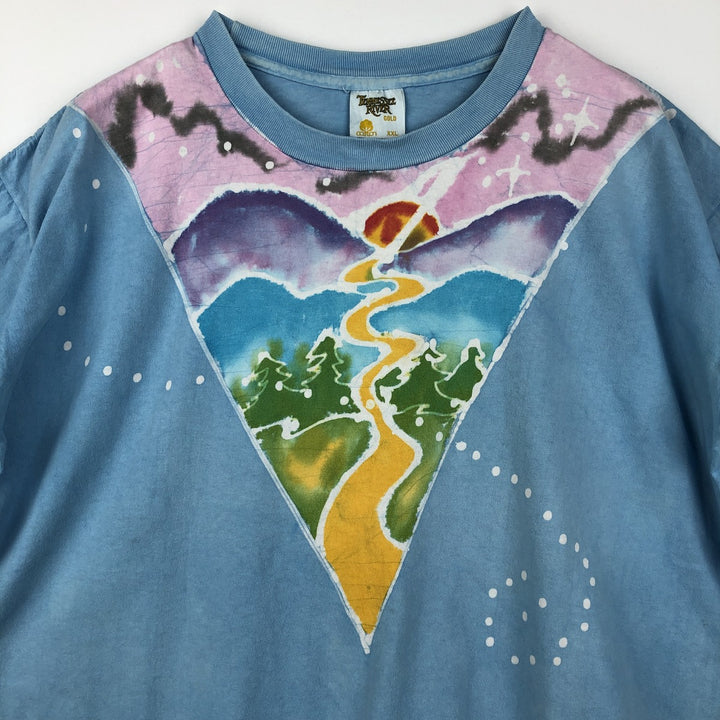 90'S TENNESSEE RIVER GOLD Print T-Shirt, Made in USA, Men's XXL equivalent, Vintage cotton Blue type light blue Vintage Second Hand