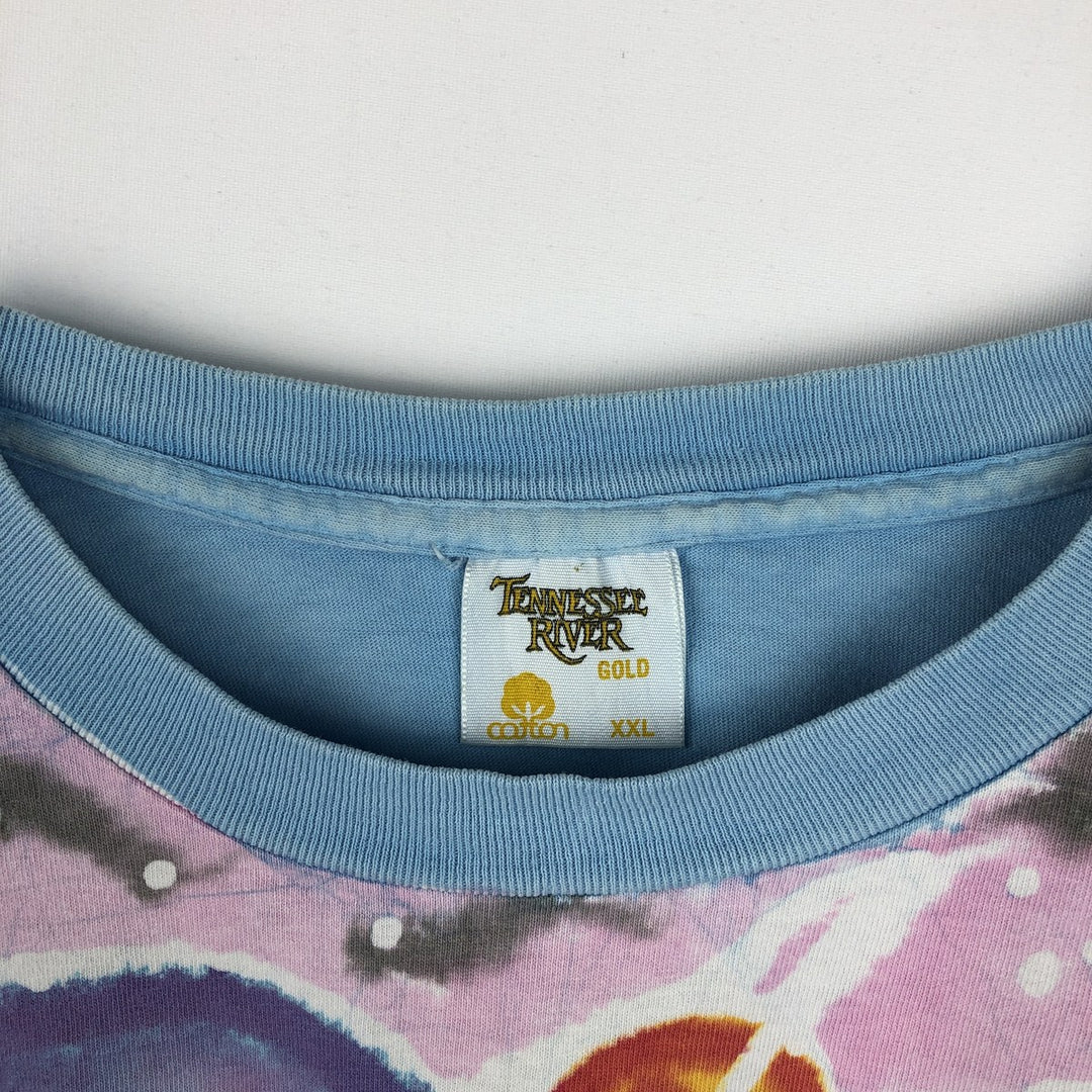 90'S TENNESSEE RIVER GOLD Print T-Shirt, Made in USA, Men's XXL equivalent, Vintage cotton Blue type light blue Vintage Second Hand