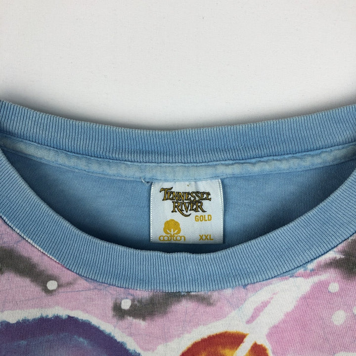 90'S TENNESSEE RIVER GOLD Print T-Shirt, Made in USA, Men's XXL equivalent, Vintage cotton Blue type light blue Vintage Second Hand