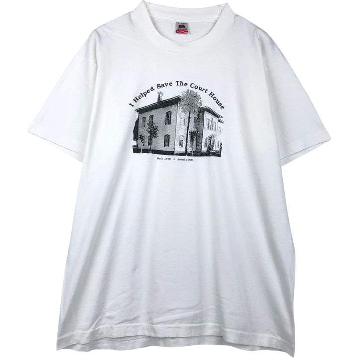 90'S Fruit of the Loom printed T-shirt, made in the USA, men's XL size, vintage cotton white type Vintage Second Hand