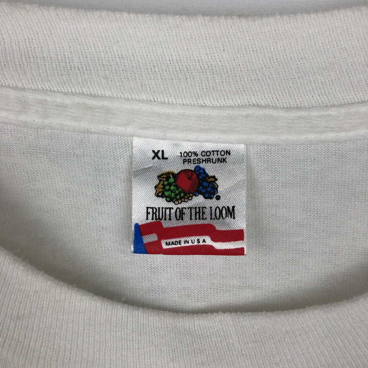 90'S Fruit of the Loom printed T-shirt, made in the USA, men's XL size, vintage cotton white type Vintage Second Hand