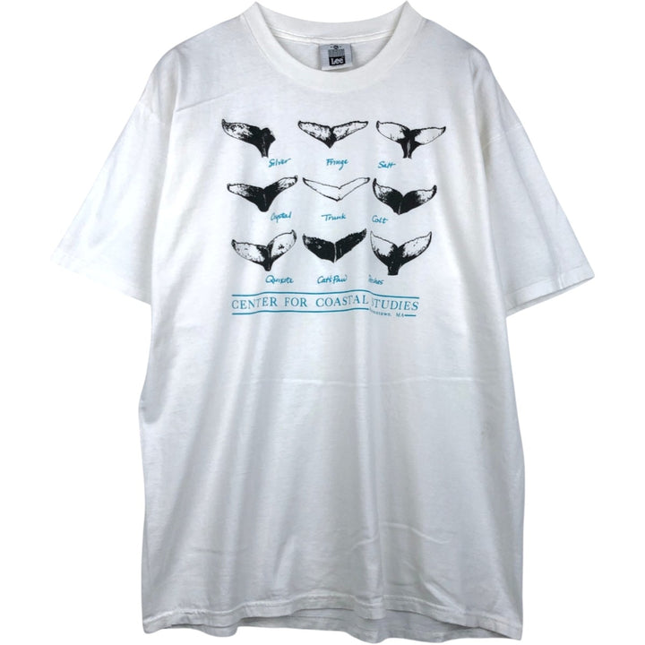 90'S Lee Print T-Shirt, Made in USA, Men's XL equivalent, Vintage cotton white type Vintage Second Hand