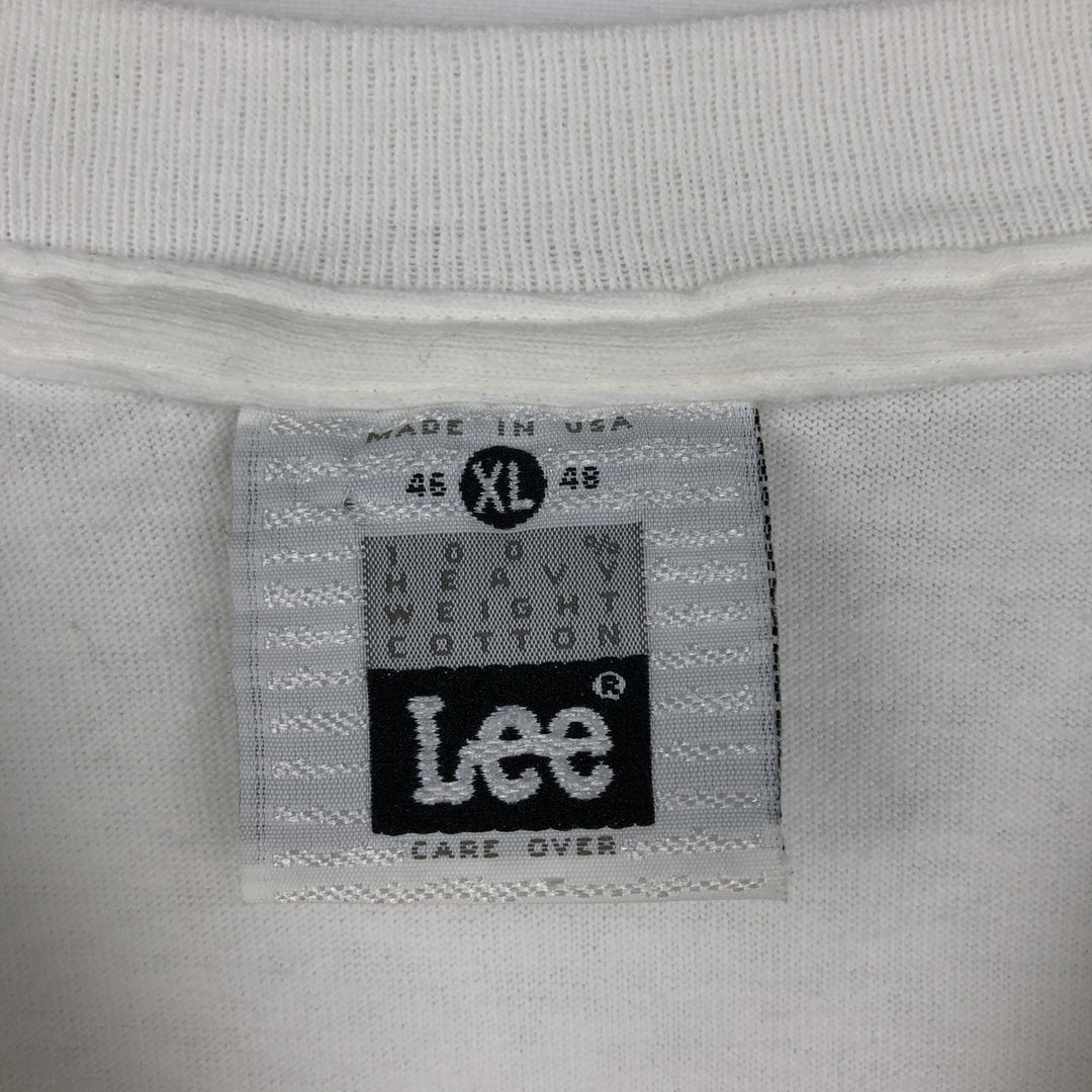 90'S Lee Print T-Shirt, Made in USA, Men's XL equivalent, Vintage cotton white type Vintage Second Hand