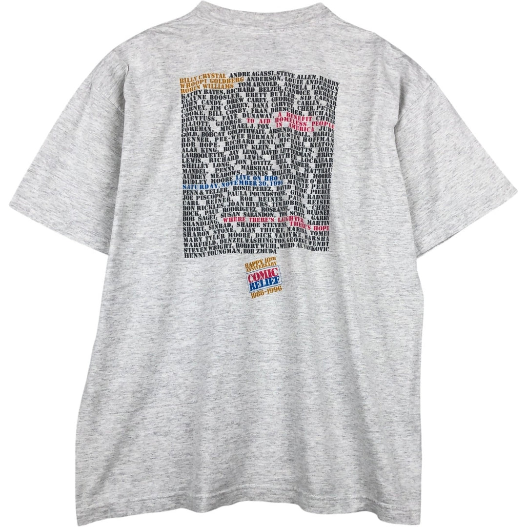 90'S Q-TEES Print T-Shirt, Made in USA, Men's XL equivalent, Vintage cotton gray type Vintage Second Hand