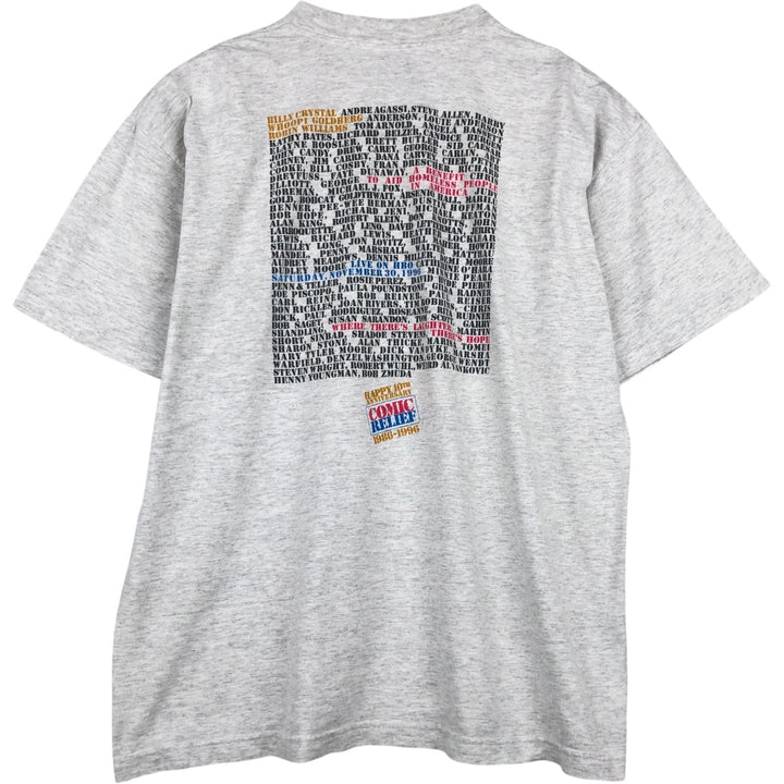 90'S Q-TEES Print T-Shirt, Made in USA, Men's XL equivalent, Vintage cotton gray type Vintage Second Hand