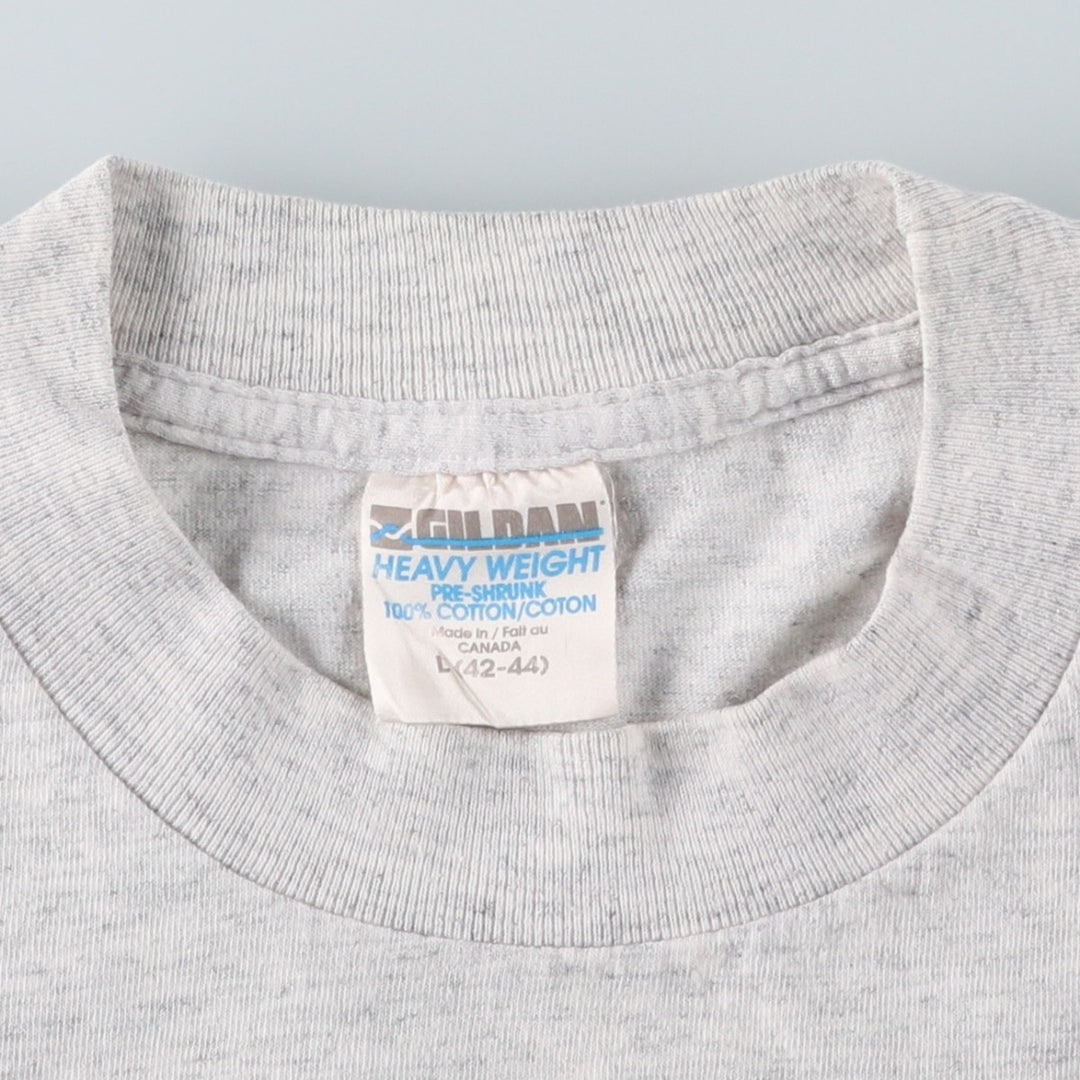 90'S Gildan Heavy Weight Print T-Shirt, Made in Canada, Men's Size L (approx.), Vintage cotton gray type Vintage Second Hand