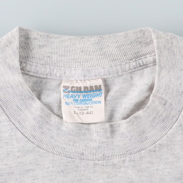 90'S Gildan Heavy Weight Print T-Shirt, Made in Canada, Men's Size L (approx.), Vintage cotton gray type Vintage Second Hand