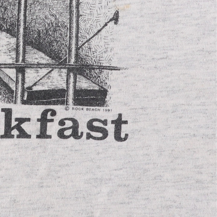 90'S Gildan Heavy Weight Print T-Shirt, Made in Canada, Men's Size L (approx.), Vintage cotton gray type Vintage Second Hand