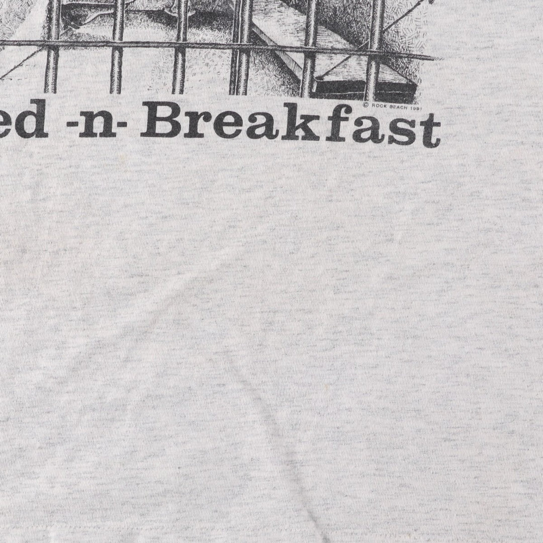 90'S Gildan Heavy Weight Print T-Shirt, Made in Canada, Men's Size L (approx.), Vintage cotton gray type Vintage Second Hand