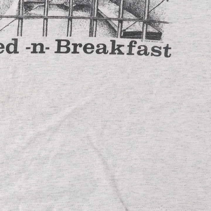 90'S Gildan Heavy Weight Print T-Shirt, Made in Canada, Men's Size L (approx.), Vintage cotton gray type Vintage Second Hand