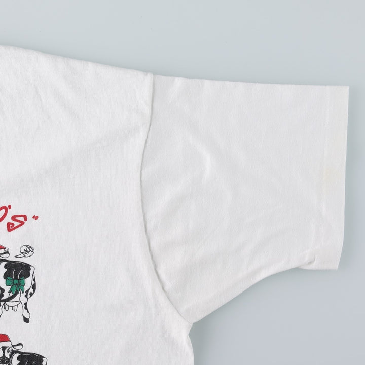 90'S Screen Stars Animal Pattern Christmas Pattern Print T-Shirt, Made in USA, Men's XL equivalent, Vintage cotton white type Vintage Second Hand