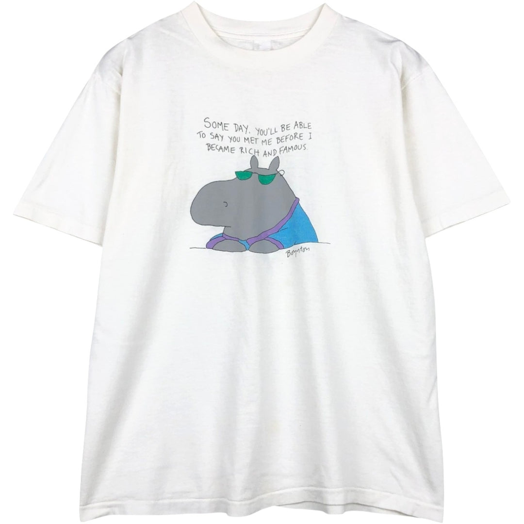 90'S message print T-shirt, men's size M equivalent, vintage. unclear white type Vintage Second Hand