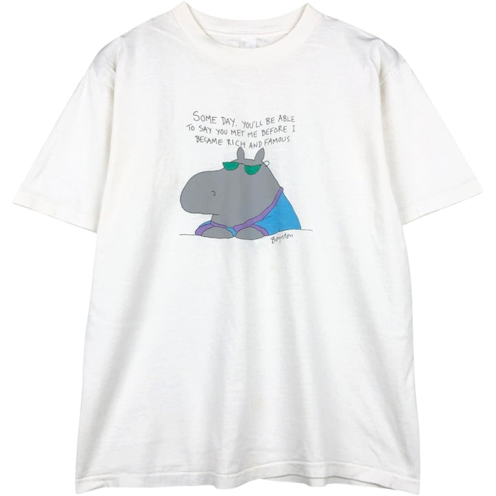 90'S message print T-shirt, men's size M equivalent, vintage. unclear white type Vintage Second Hand