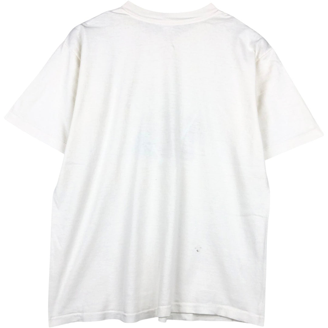 90'S message print T-shirt, men's size M equivalent, vintage. unclear white type Vintage Second Hand