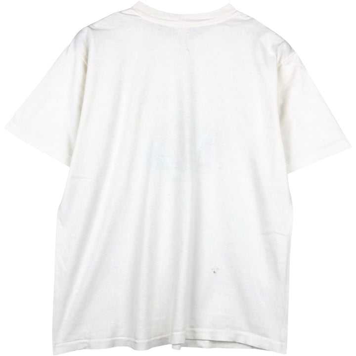90'S message print T-shirt, men's size M equivalent, vintage. unclear white type Vintage Second Hand