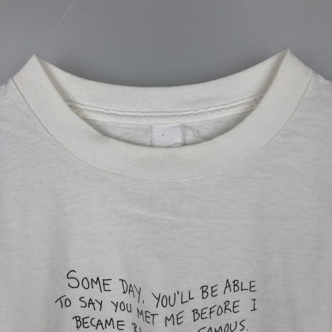 90'S message print T-shirt, men's size M equivalent, vintage. unclear white type Vintage Second Hand