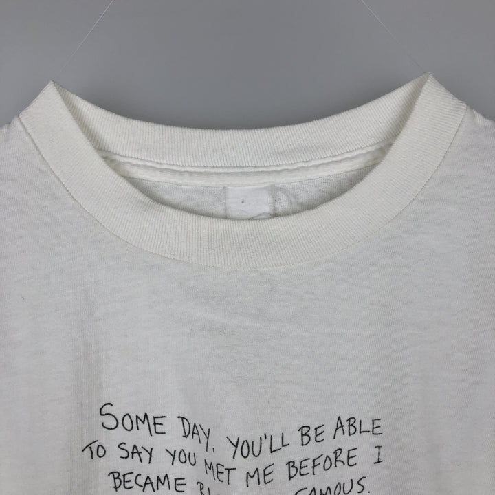 90'S message print T-shirt, men's size M equivalent, vintage. unclear white type Vintage Second Hand