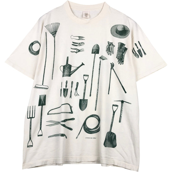 90'S rel.e.vant.products printed T-shirt, made in USA, men's size XL equivalent, vintage. cotton ivory Vintage Second Hand