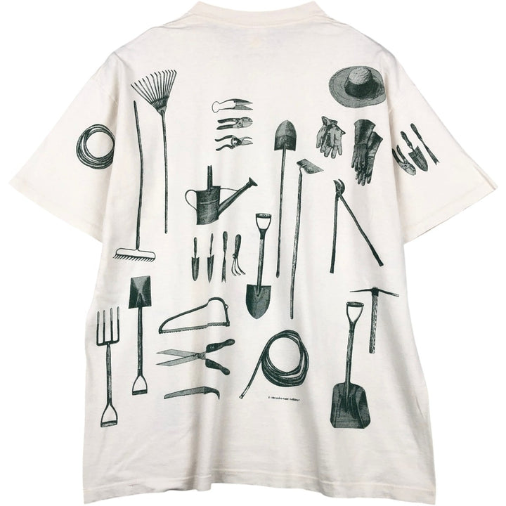90'S rel.e.vant.products printed T-shirt, made in USA, men's size XL equivalent, vintage. cotton ivory Vintage Second Hand