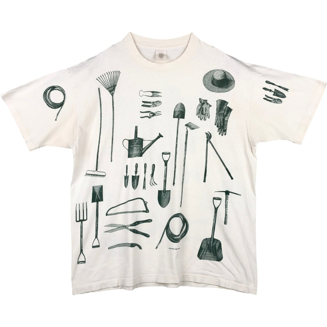 90'S rel.e.vant.products printed T-shirt, made in USA, men's size XL equivalent, vintage. cotton ivory Vintage Second Hand