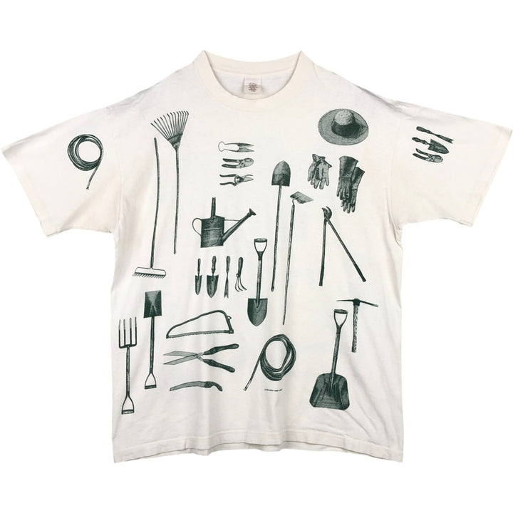 90'S rel.e.vant.products printed T-shirt, made in USA, men's size XL equivalent, vintage. cotton ivory Vintage Second Hand