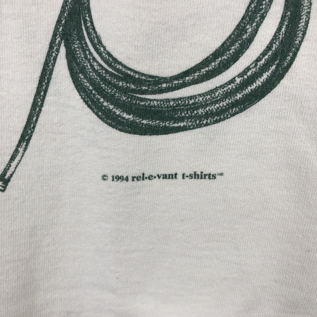 90'S rel.e.vant.products printed T-shirt, made in USA, men's size XL equivalent, vintage. cotton ivory Vintage Second Hand