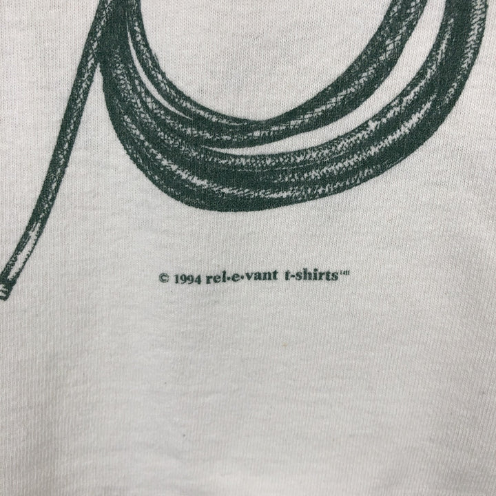 90'S rel.e.vant.products printed T-shirt, made in USA, men's size XL equivalent, vintage. cotton ivory Vintage Second Hand