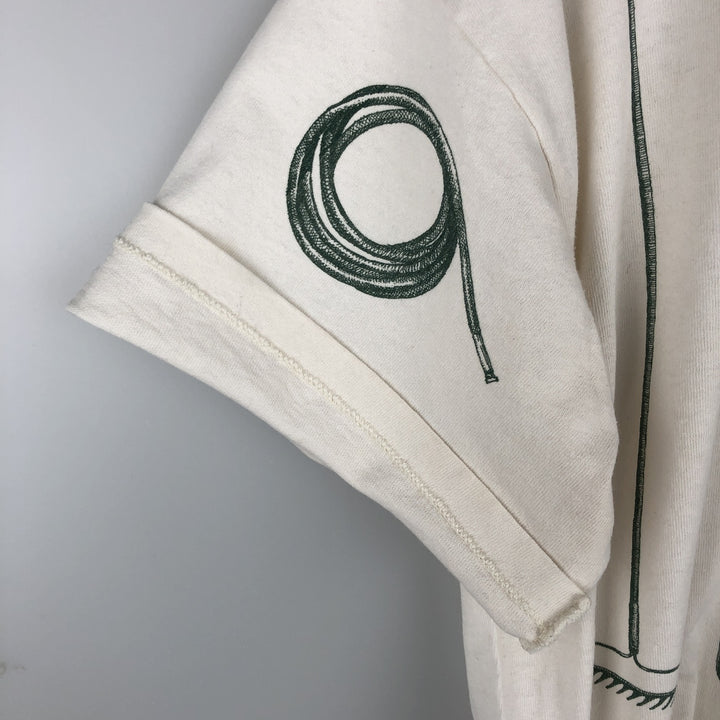 90'S rel.e.vant.products printed T-shirt, made in USA, men's size XL equivalent, vintage. cotton ivory Vintage Second Hand