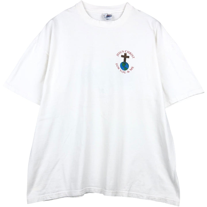 90'S Hanes BEEFY-T JESUS CHRIS print T-shirt, Made in USA, Men's XXL equivalent, Vintage. cotton white type Vintage Second Hand