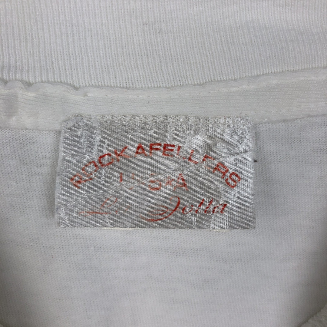 90'S ROCKAFELLERS Print T-Shirt, Made in USA, Men's XL equivalent, Vintage cotton white type Vintage Second Hand